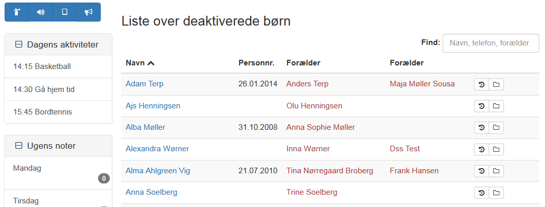 Liste over deaktiverede børn