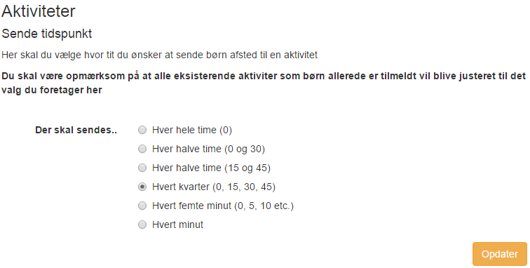 aktivitetersendetider