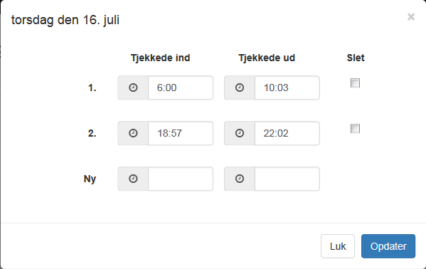Visning af medarbejdertid - Rediger konkrete registreringer
